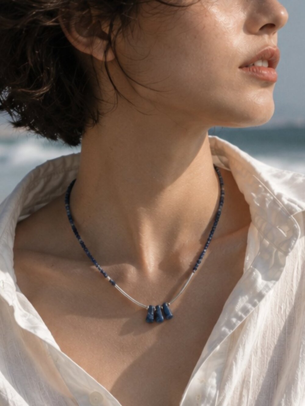 Something Blue - Unisex Natural Stone Necklace